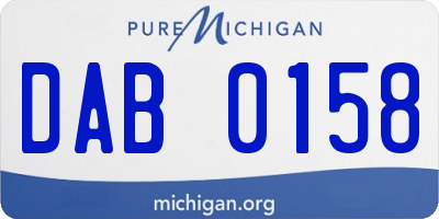 MI license plate DAB0158