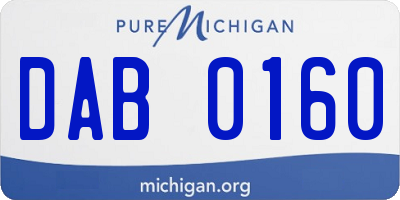 MI license plate DAB0160