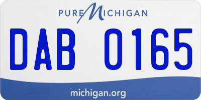 MI license plate DAB0165