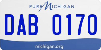 MI license plate DAB0170