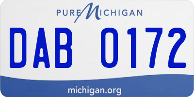 MI license plate DAB0172