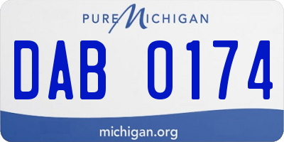 MI license plate DAB0174