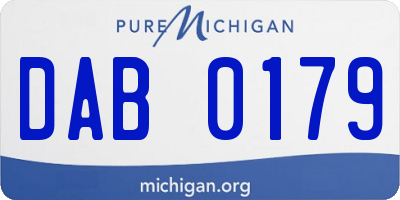 MI license plate DAB0179