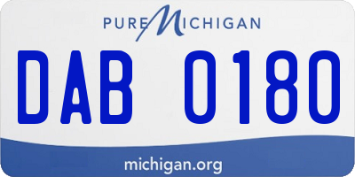 MI license plate DAB0180