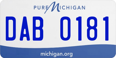 MI license plate DAB0181