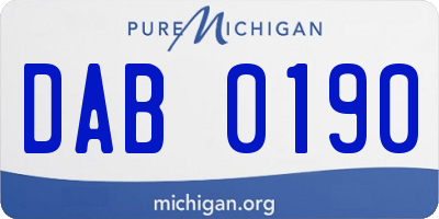 MI license plate DAB0190