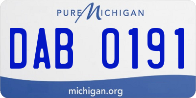 MI license plate DAB0191