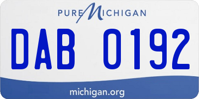 MI license plate DAB0192