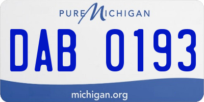 MI license plate DAB0193