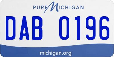 MI license plate DAB0196