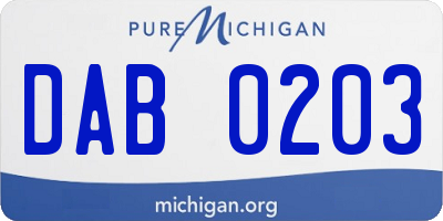 MI license plate DAB0203