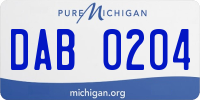 MI license plate DAB0204