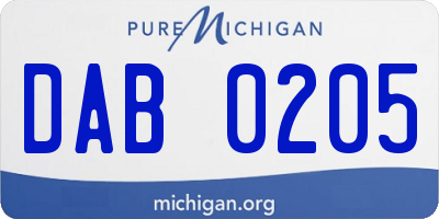 MI license plate DAB0205