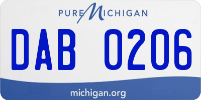 MI license plate DAB0206