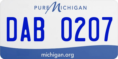 MI license plate DAB0207