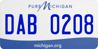 MI license plate DAB0208