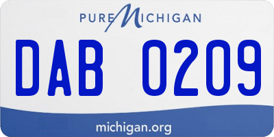MI license plate DAB0209