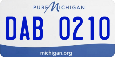 MI license plate DAB0210