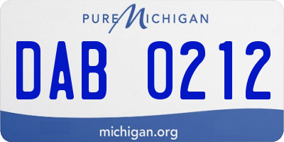 MI license plate DAB0212