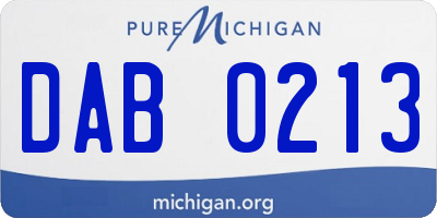 MI license plate DAB0213