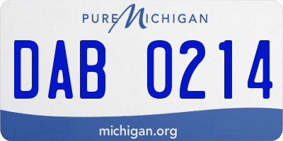 MI license plate DAB0214