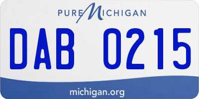 MI license plate DAB0215