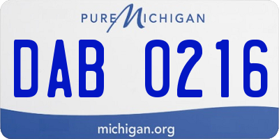 MI license plate DAB0216