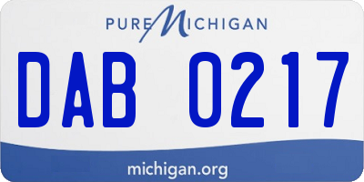 MI license plate DAB0217