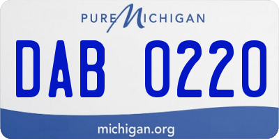 MI license plate DAB0220