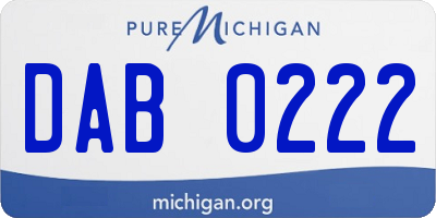 MI license plate DAB0222