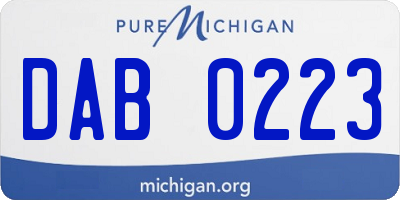 MI license plate DAB0223