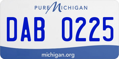 MI license plate DAB0225