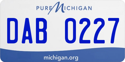 MI license plate DAB0227