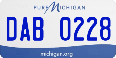 MI license plate DAB0228