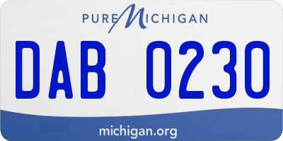 MI license plate DAB0230