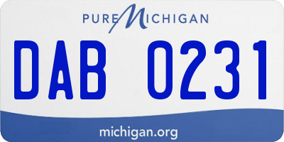 MI license plate DAB0231