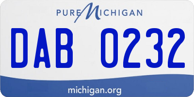 MI license plate DAB0232