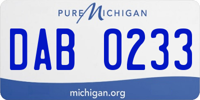 MI license plate DAB0233