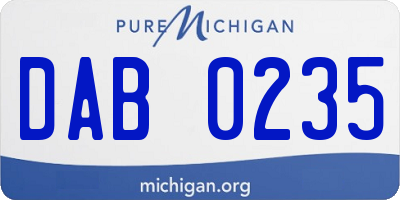 MI license plate DAB0235