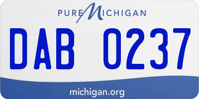 MI license plate DAB0237