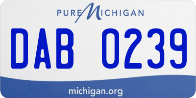 MI license plate DAB0239