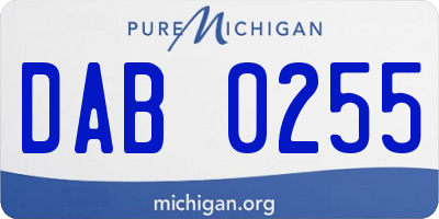 MI license plate DAB0255