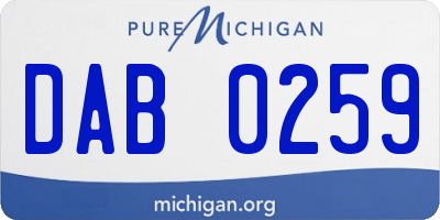 MI license plate DAB0259