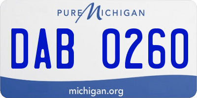 MI license plate DAB0260
