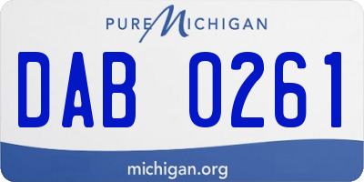 MI license plate DAB0261