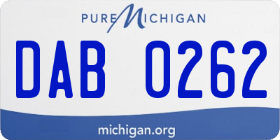MI license plate DAB0262