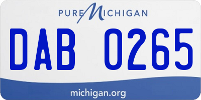 MI license plate DAB0265