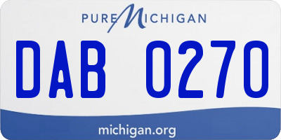 MI license plate DAB0270
