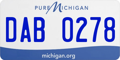 MI license plate DAB0278