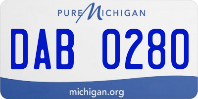 MI license plate DAB0280